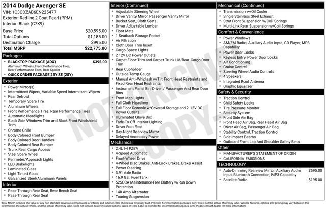 Used 2014 Dodge Avenger SE w/ Blacktop Package FWD image 4