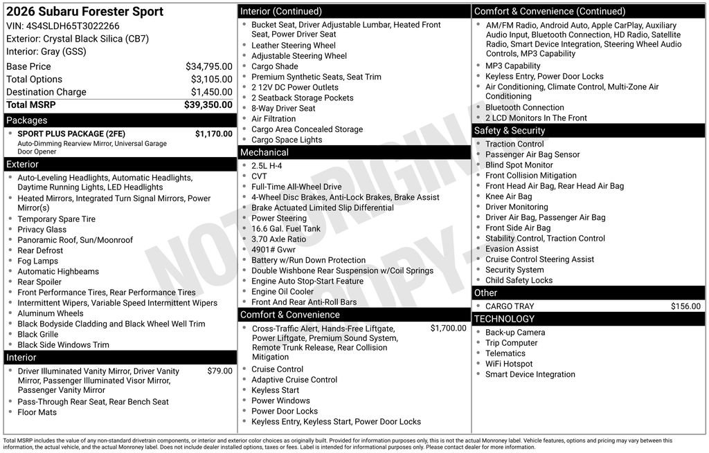 New 2026 Subaru Forester Sport w/ Sport Plus Package AWD/4WD image 26