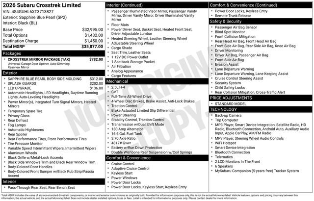 New 2026 Subaru Crosstrek 2.5i Limited w/ Crosstrek Mirror Package image 34