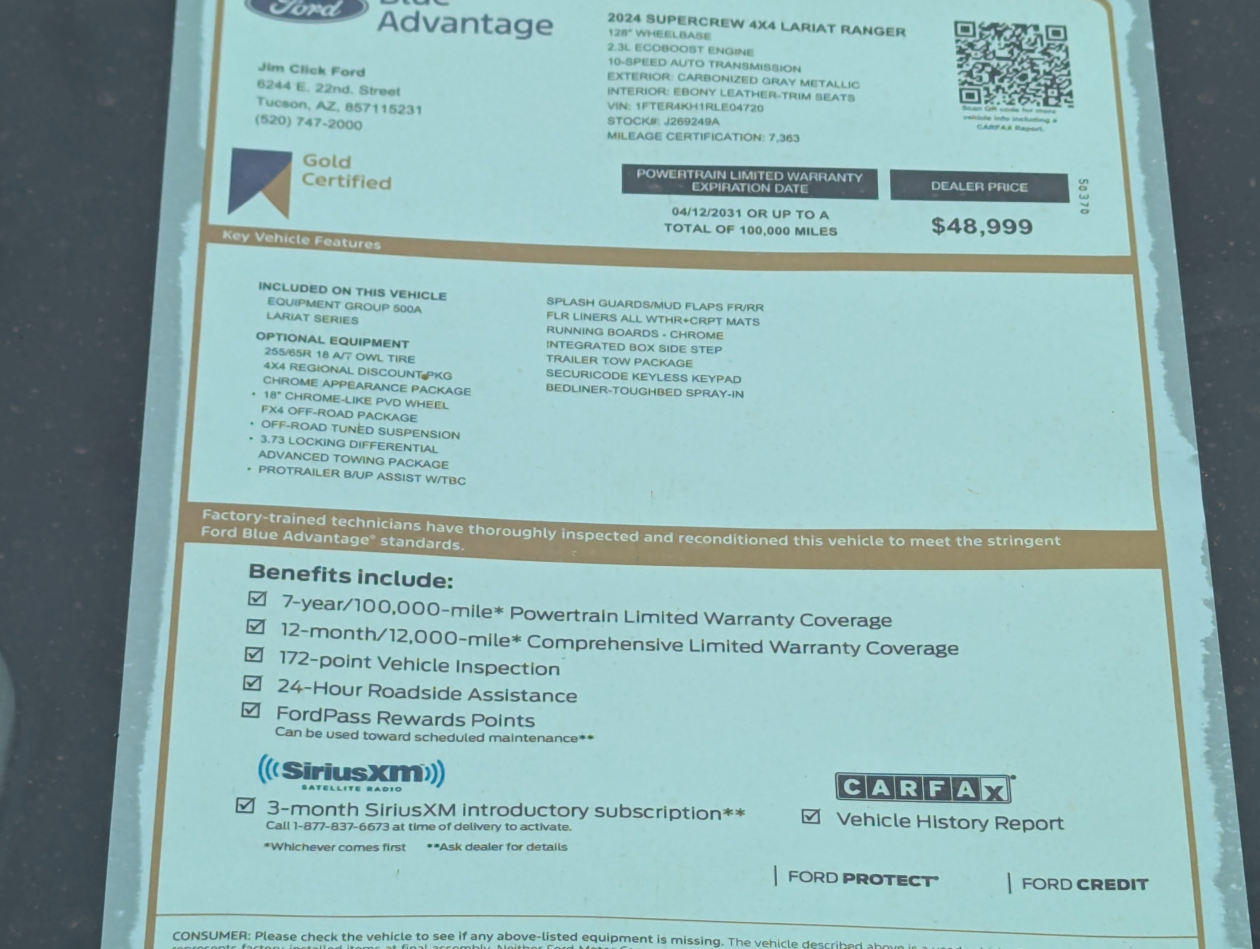 Certified 2024 Ford Ranger Lariat w/ FX4 Off-Road Package image 14