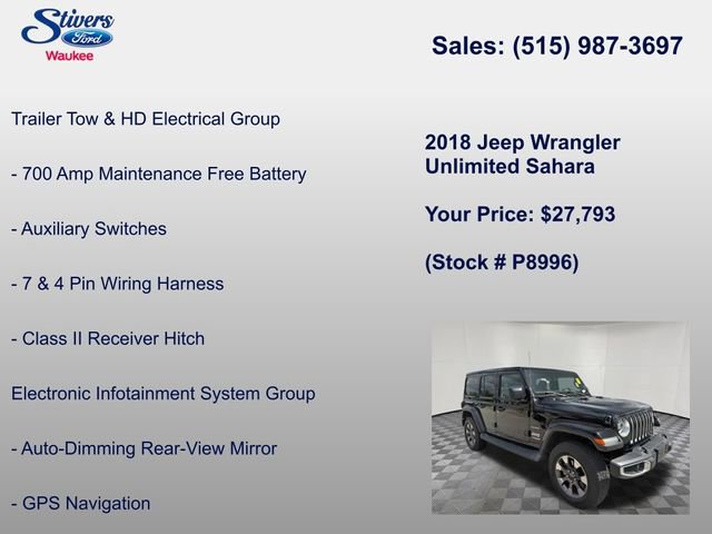 Used 2018 Jeep Wrangler Unlimited Sahara w/ Dual Top Group AWD/4WD image 16
