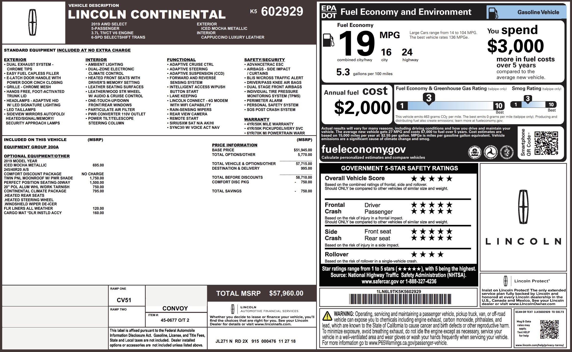 Used 2019 Lincoln Continental Select w/ Continental Climate Package image 6
