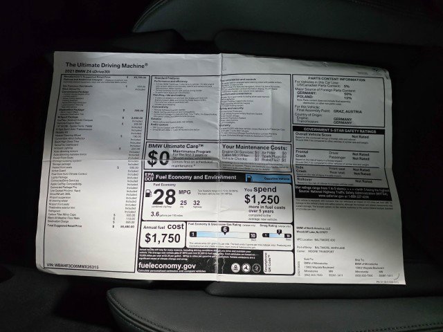 Used 2021 BMW Z4 sDrive30i w/ M Sport Package image 36