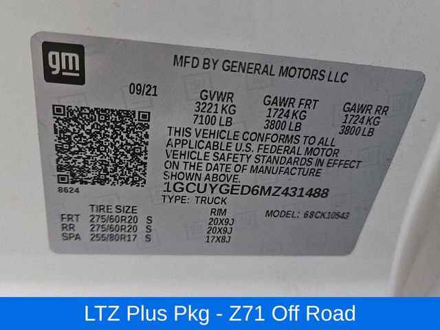 Used 2021 Chevrolet Silverado 1500 LTZ w/ Z71 Off-Road Package image 23