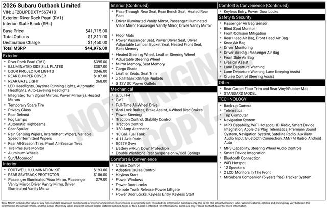 New 2026 Subaru Outback Limited AWD/4WD image 36