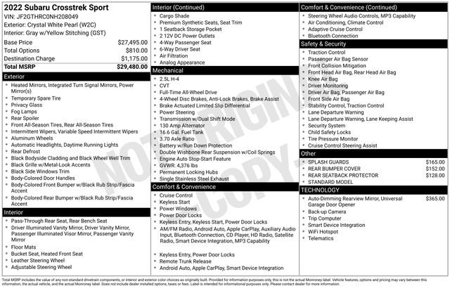 Used 2022 Subaru Crosstrek 2.5i Sport image 12