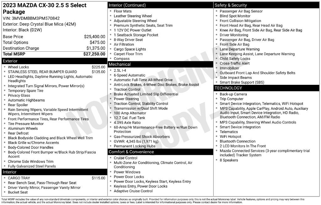 Certified 2023 MAZDA CX-30 AWD 2.5 S w/ Select Package image 3