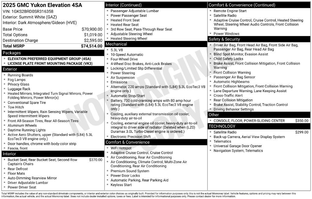 Used 2025 GMC Yukon Elevation AWD/4WD image 5