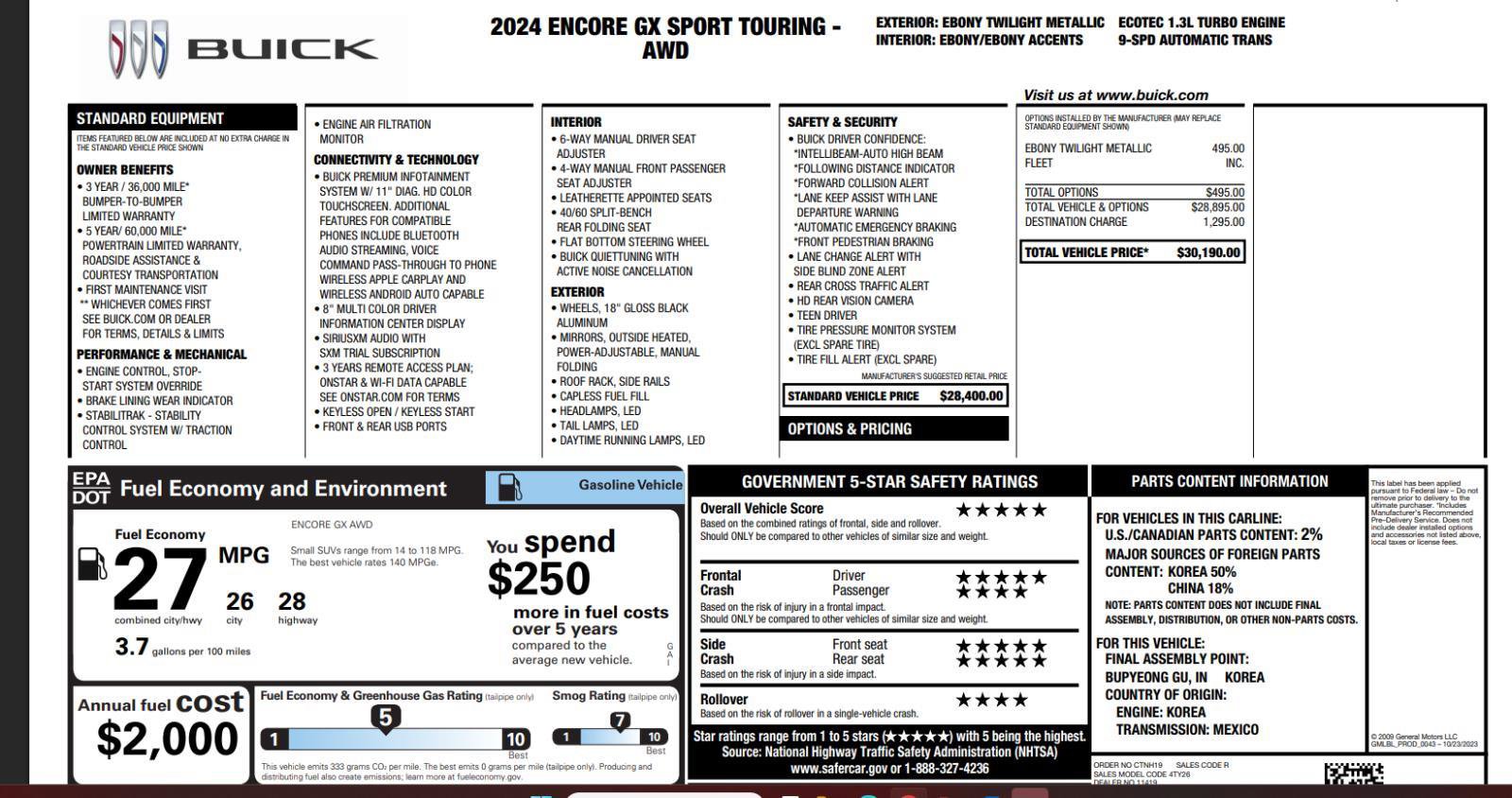 Used 2024 Buick Encore GX Sport Touring AWD/4WD image 4