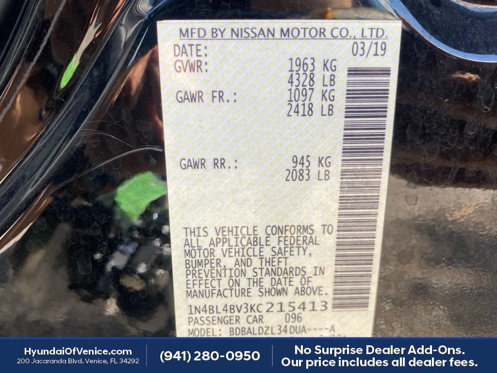Used 2019 Nissan Altima 2.5 S FWD image 18