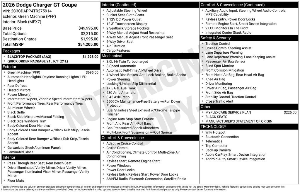 New 2026 Dodge Charger GT w/ Blacktop Package image 9