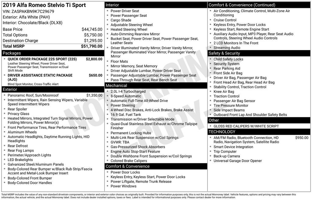 Used 2019 Alfa Romeo Stelvio Ti Sport w/ Quick Order Package 22S Sport image 6