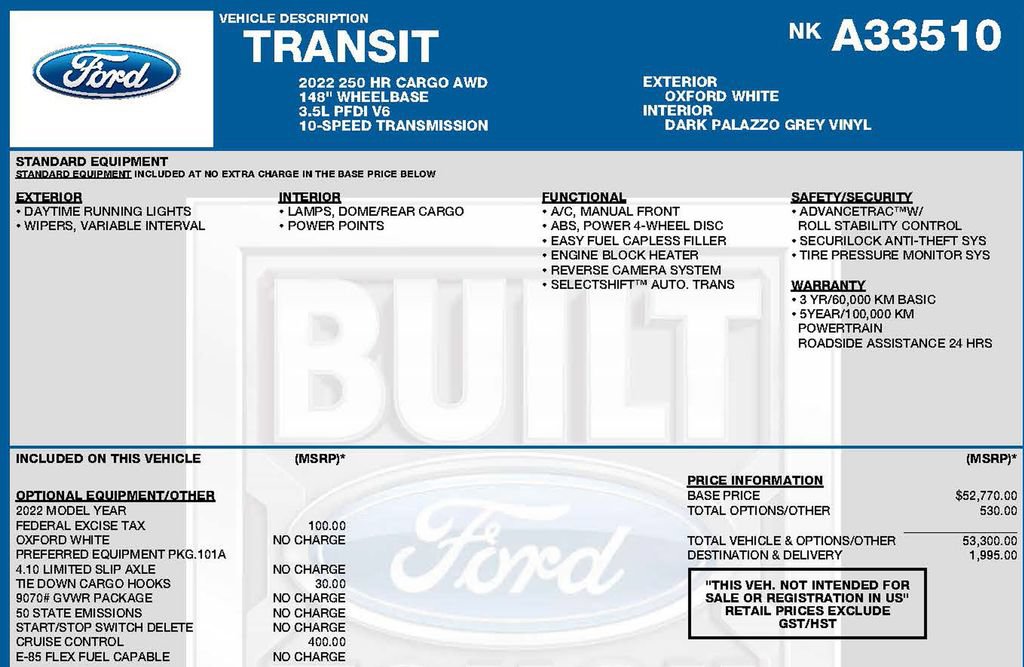 Used 2022 Ford Transit 250 148 High Roof AWD image 3