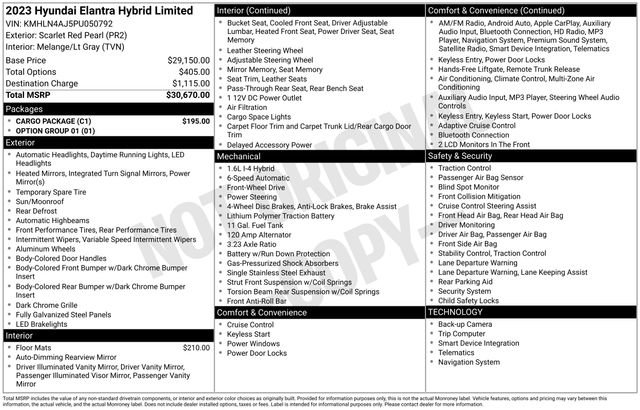 Certified 2023 Hyundai Elantra Limited w/ Cargo Package image 30