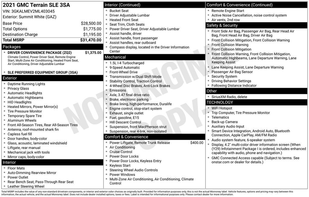 Certified 2021 GMC Terrain SLE w/ Driver Convenience Package FWD image 32