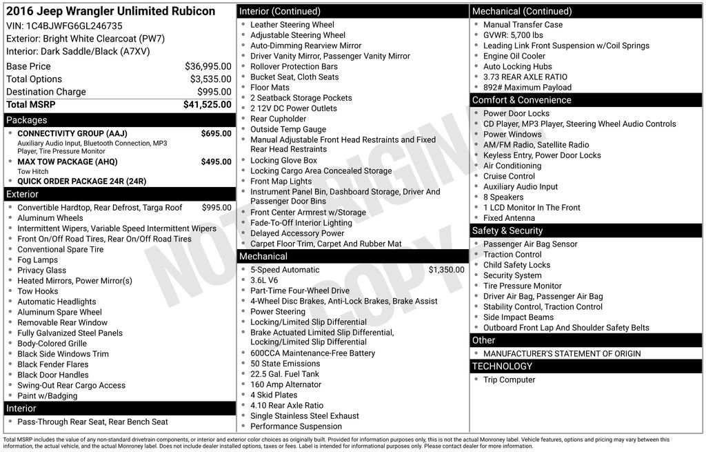 Used 2016 Jeep Wrangler Unlimited Rubicon w/ Connectivity Group image 9