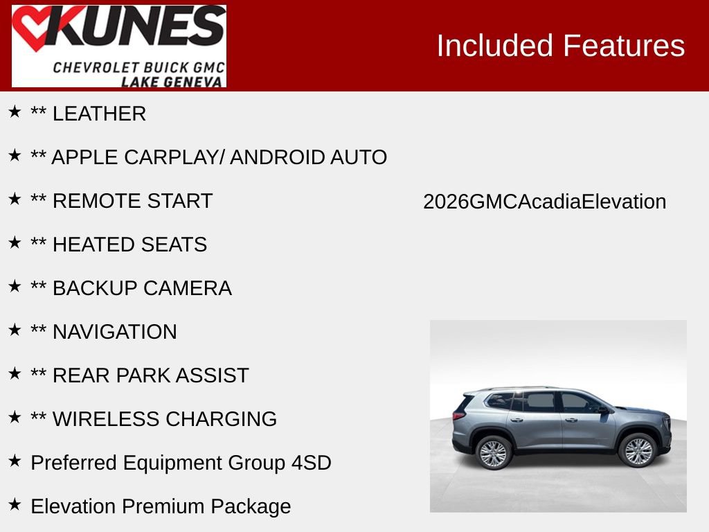 New 2026 GMC Acadia Elevation w/ Elevation Premium Package image 2