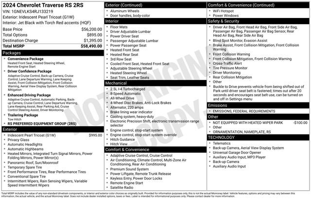 Used 2024 Chevrolet Traverse RS image 37