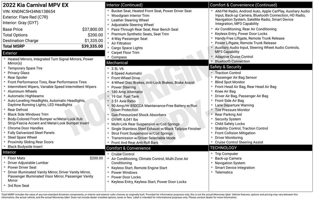 Used 2022 Kia Carnival EX FWD image 6