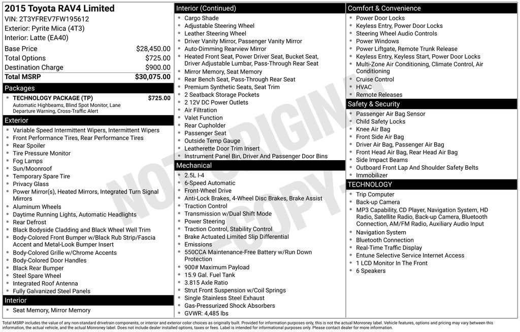 Used 2015 Toyota RAV4 Limited w/ Technology Package FWD image 30