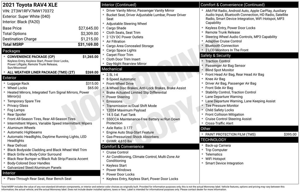 Used 2021 Toyota RAV4 XLE w/ Convenience Package FWD image 6