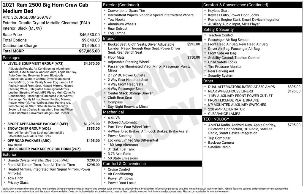 Used 2021 RAM 2500 Big Horn w/ Level B Equipment Group image 2