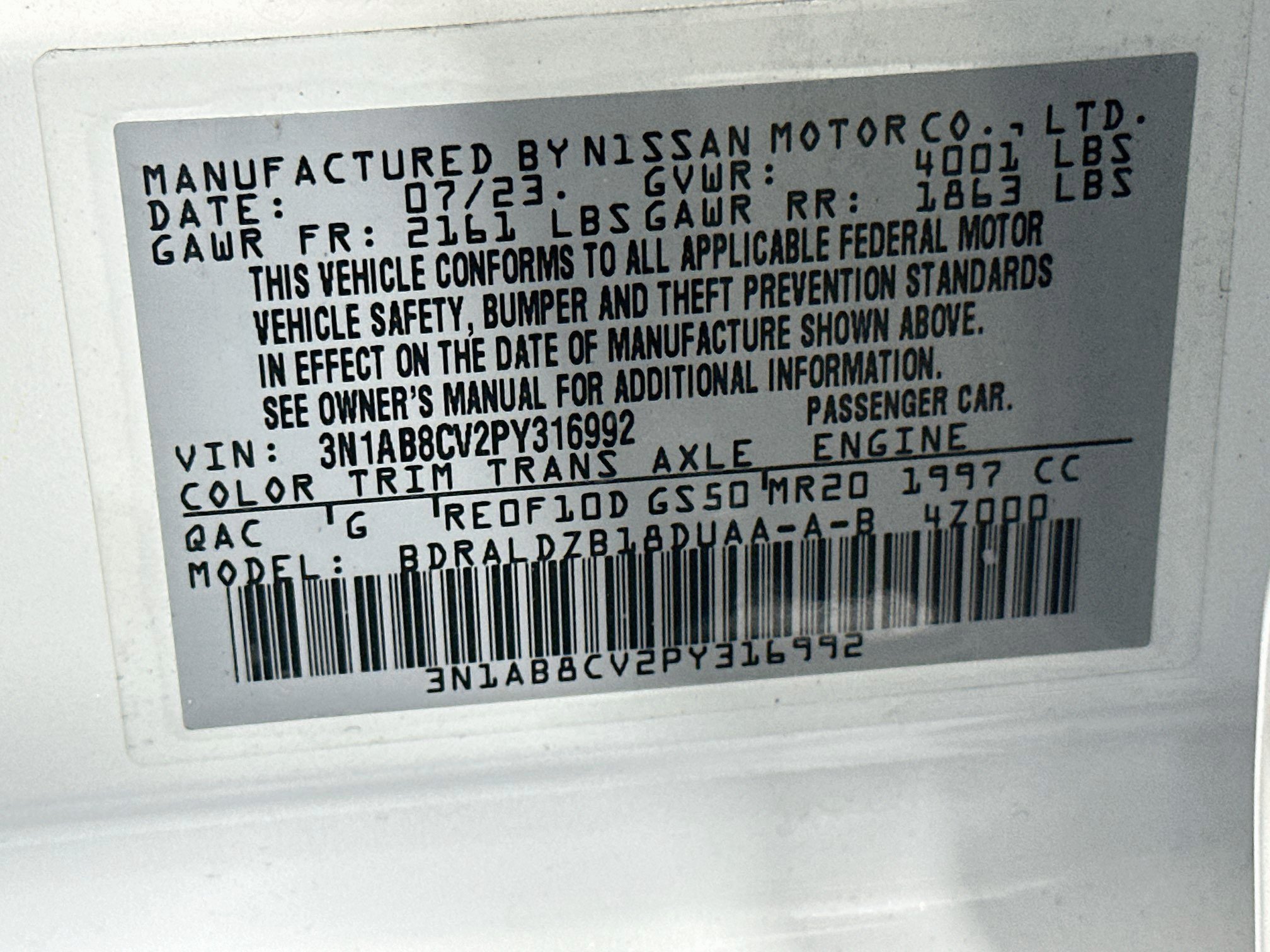Used 2023 Nissan Sentra SV w/ All-Weather Package FWD image 12