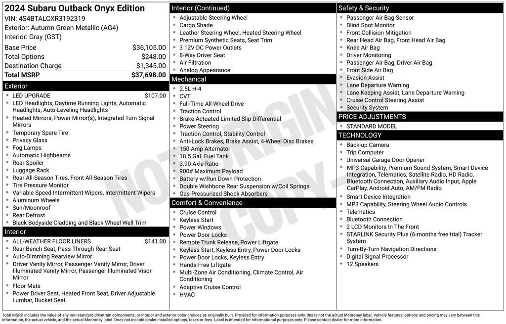 Certified 2024 Subaru Outback Onyx Edition AWD/4WD image 28