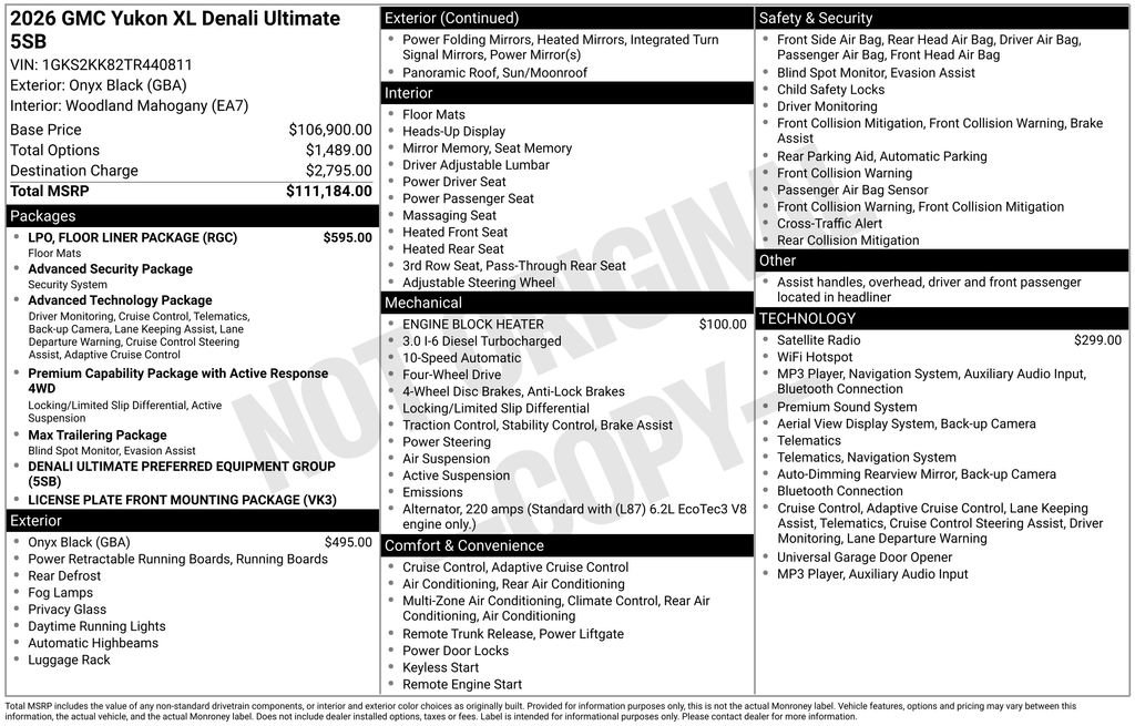 New 2026 GMC Yukon XL Denali Ultimate w/ LPO, Floor Liner Package AWD/4WD image 49