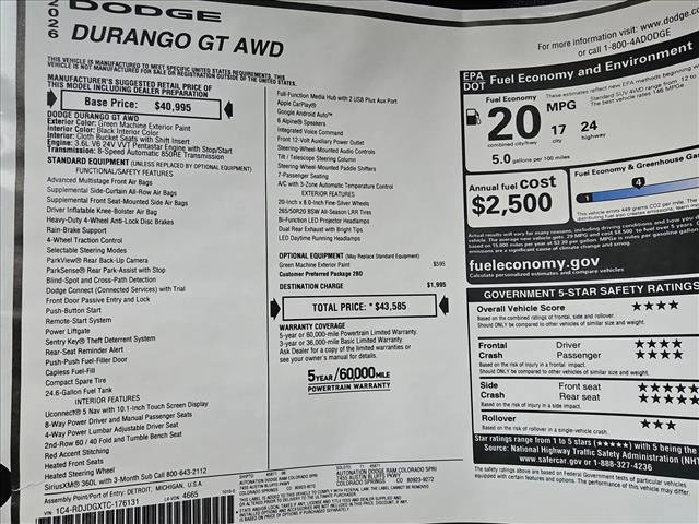 New 2026 Dodge Durango GT image 18