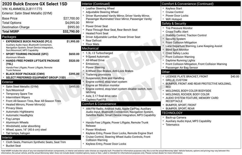 Used 2020 Buick Encore GX Select w/ Experience Buick Package image 5