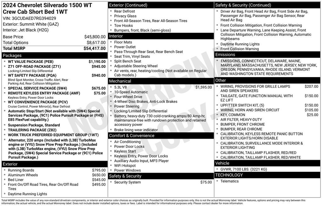 New 2024 Chevrolet Silverado 1500 W/T w/ WT Value Package image 2