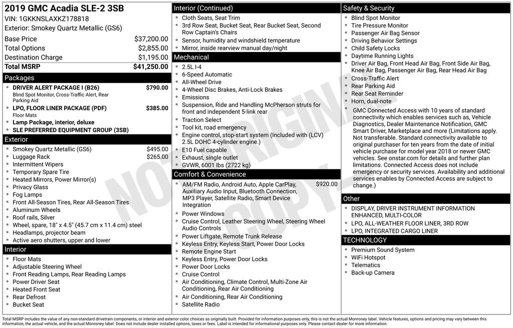 Used 2019 GMC Acadia SLE w/ Driver Alert Package I AWD/4WD image 26