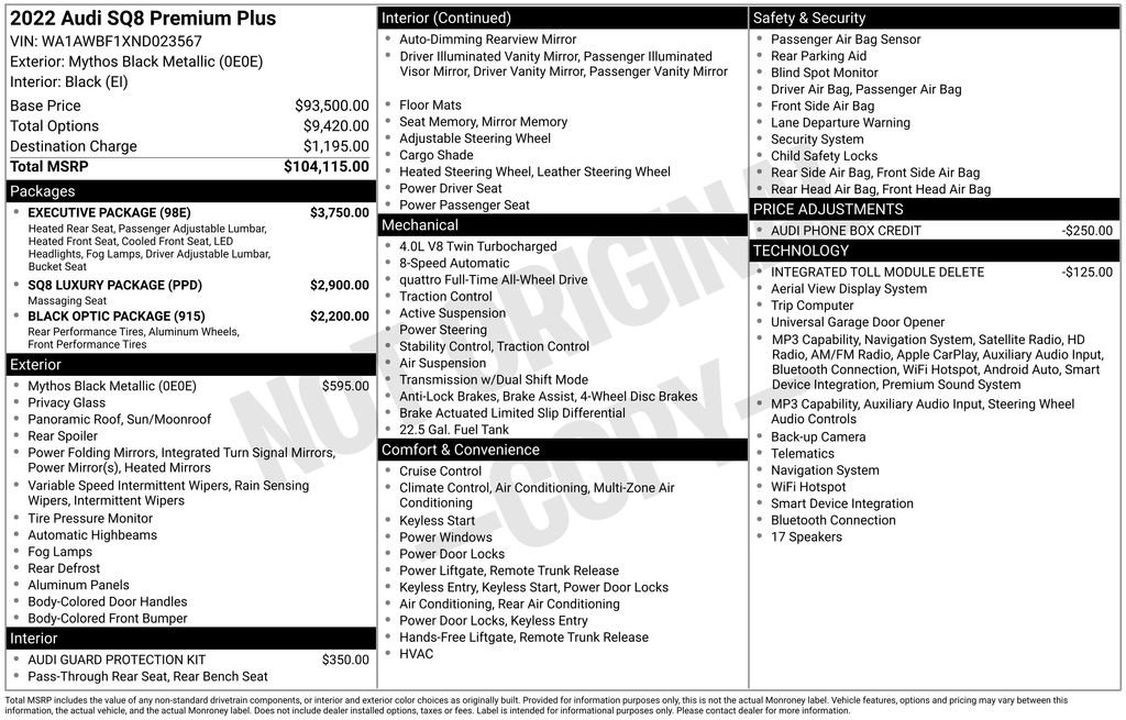 Used 2022 Audi SQ8 Premium Plus w/ Executive Package AWD/4WD image 27
