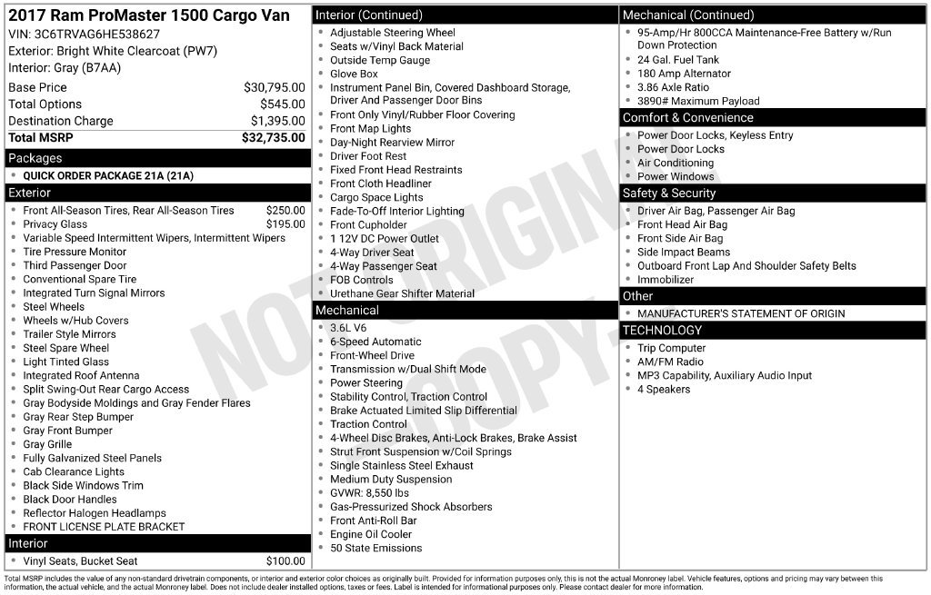 Used 2017 RAM ProMaster 1500 FWD image 9