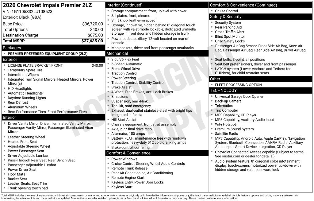 Used 2020 Chevrolet Impala Premier FWD image 5