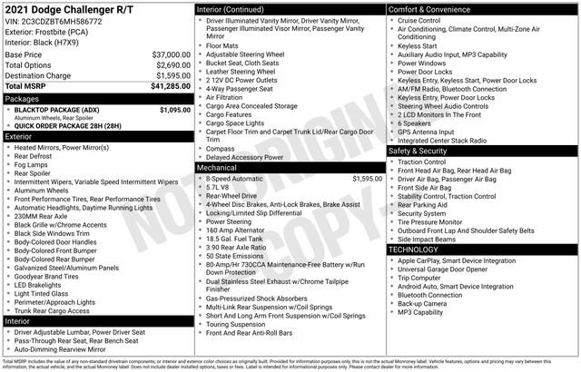 Used 2021 Dodge Challenger R/T w/ Blacktop Package image 41