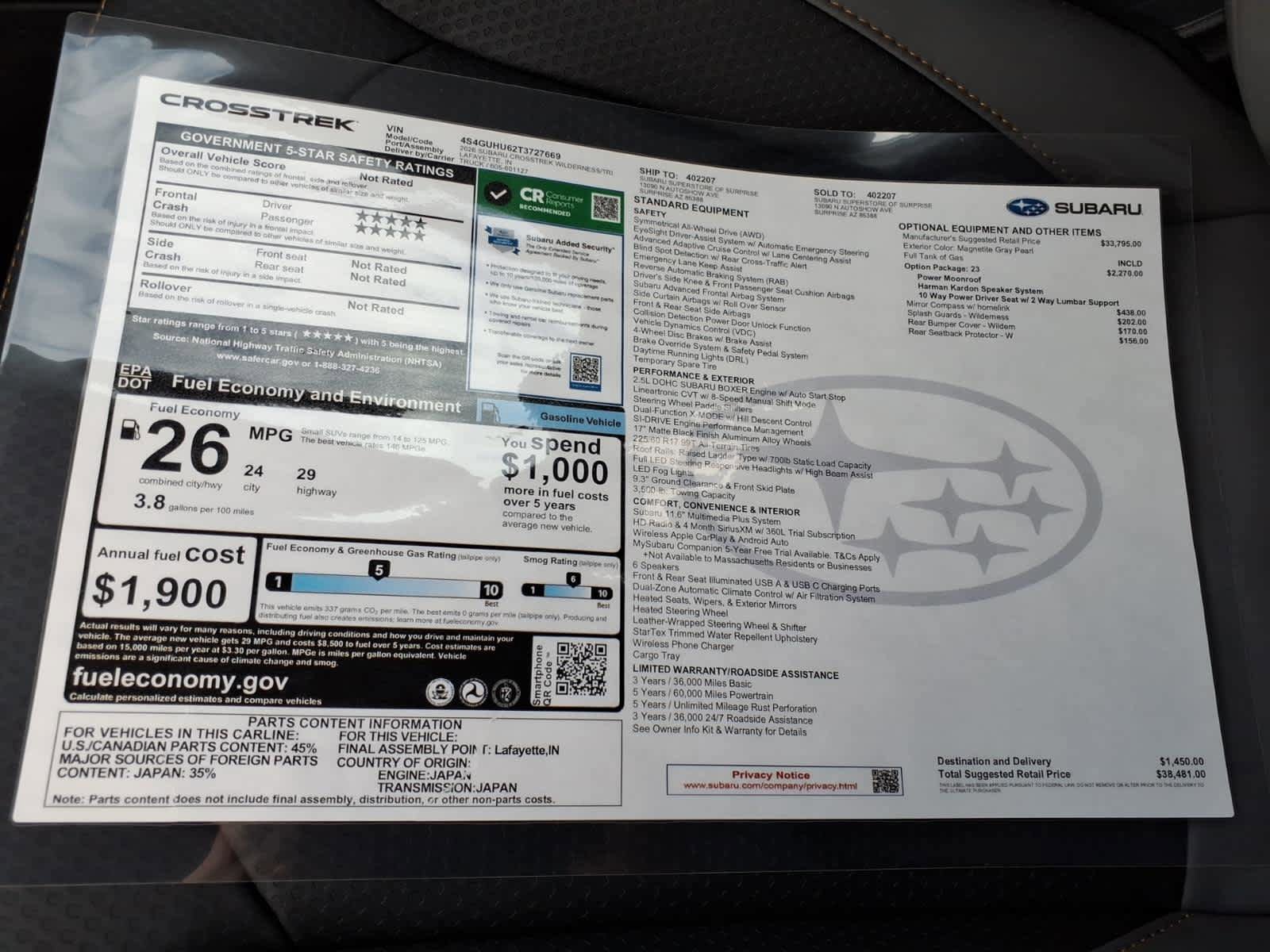 New 2026 Subaru Crosstrek 2.5i Wilderness image 40