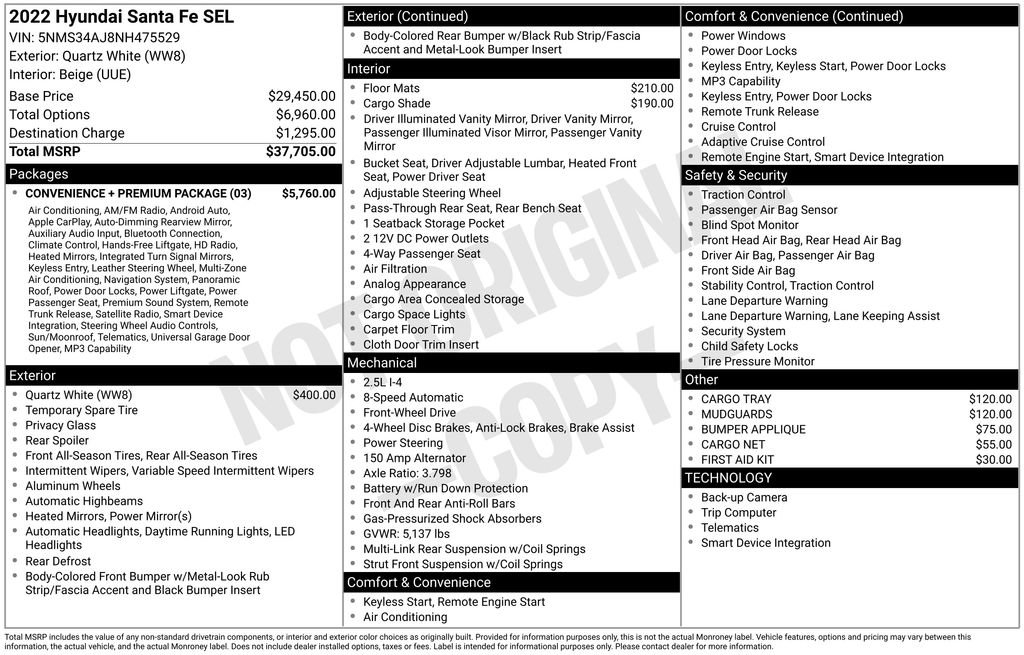 Used 2022 Hyundai Santa Fe SEL w/ Convenience + Premium Package FWD image 59