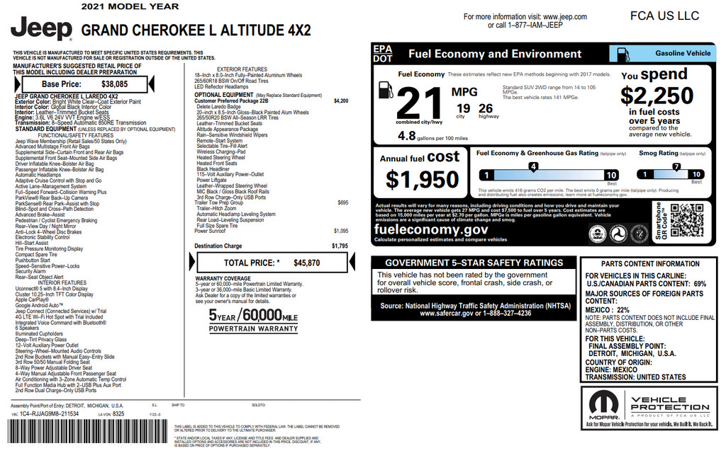Used 2021 Jeep Grand Cherokee L Laredo RWD image 38
