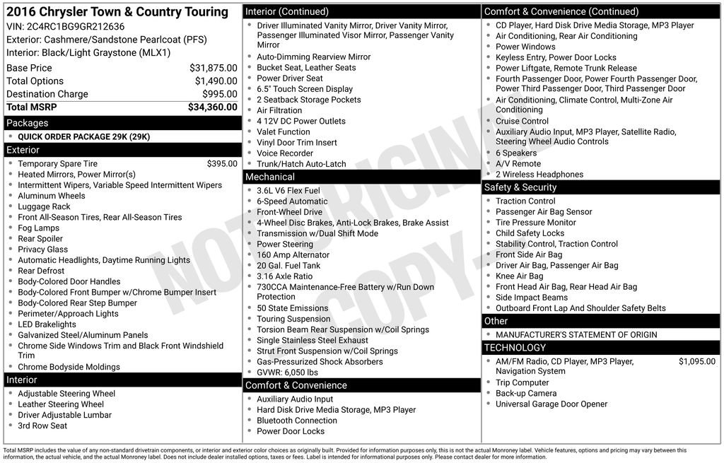 Used 2016 Chrysler Town & Country Touring FWD image 29