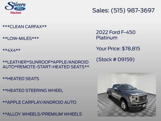 Used 2022 Ford F450 Platinum w/ Snow Plow Prep Package AWD/4WD image 16