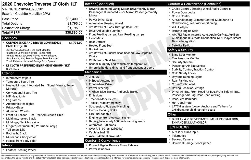 Used 2020 Chevrolet Traverse LT image 6