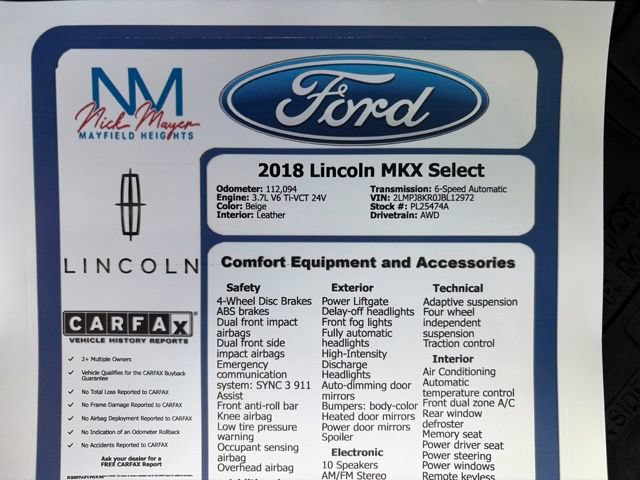 Used 2018 Lincoln MKX Select w/ MKX Climate Package AWD/4WD image 30