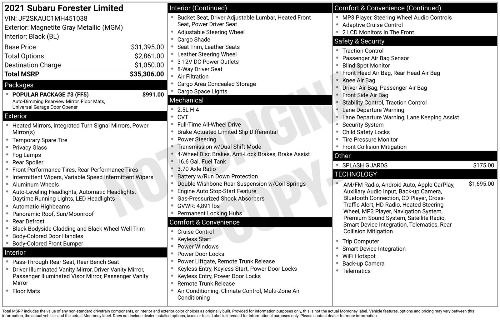 Used 2021 Subaru Forester Limited w/ Popular Package #3 image 15