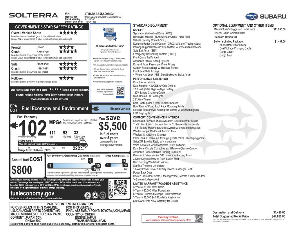 Used 2025 Subaru Solterra Limited w/ Limited Package image 4