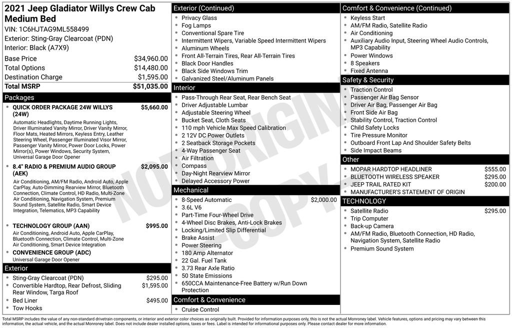 Used 2021 Jeep Gladiator Sport AWD/4WD image 6