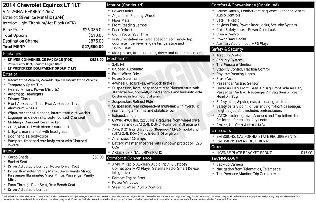 Used 2014 Chevrolet Equinox LT w/ Driver Convenience Package image 33