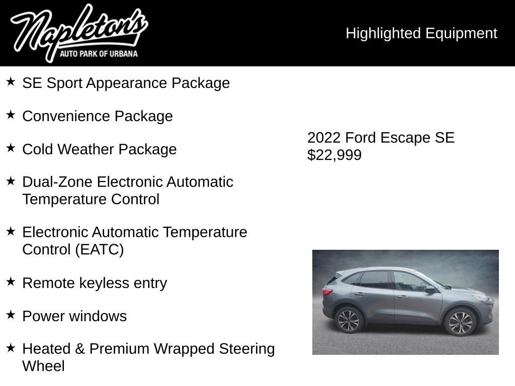 Used 2022 Ford Escape SE w/ SE Sport Appearance Package image 4