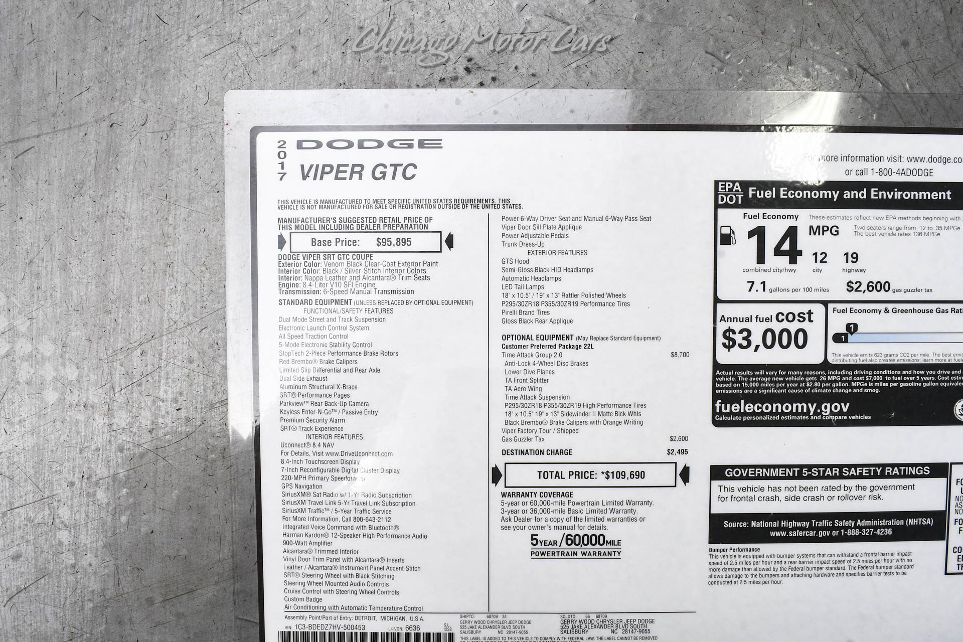 Used 2017 Dodge Viper GTC w/ Time Attack Group 2.0 image 53